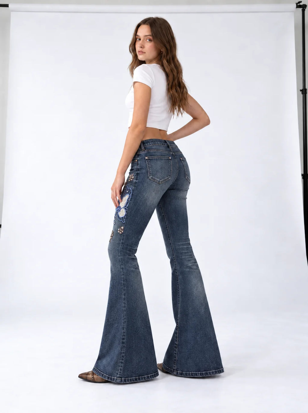 Azure Butterfly Flare Jeans