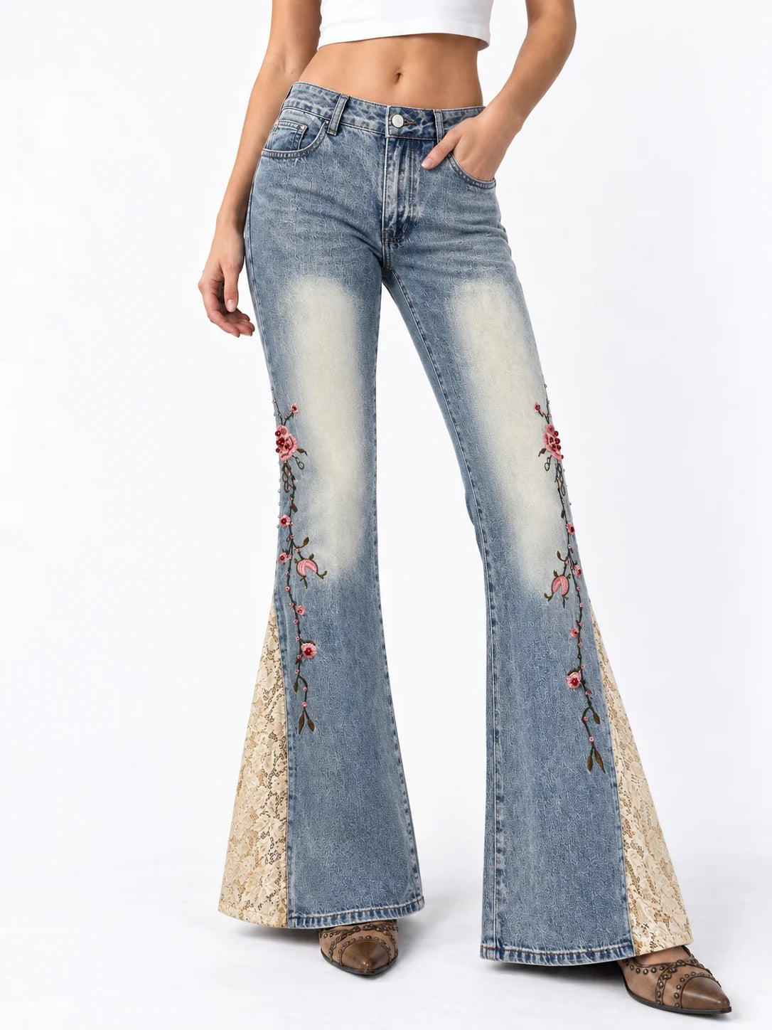 Rosebud Lace Flare Jeans