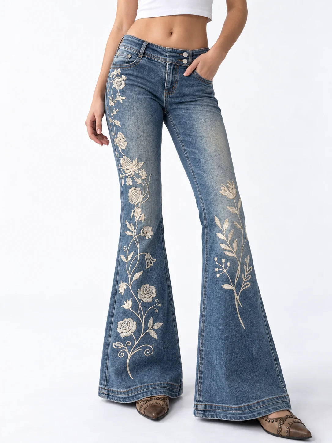 Wildflower Embroidered Flare Jeans