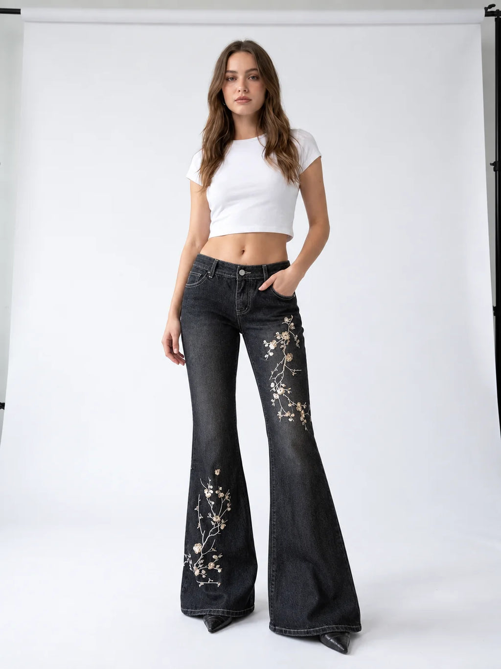 Onyx Blossom Flare Jeans