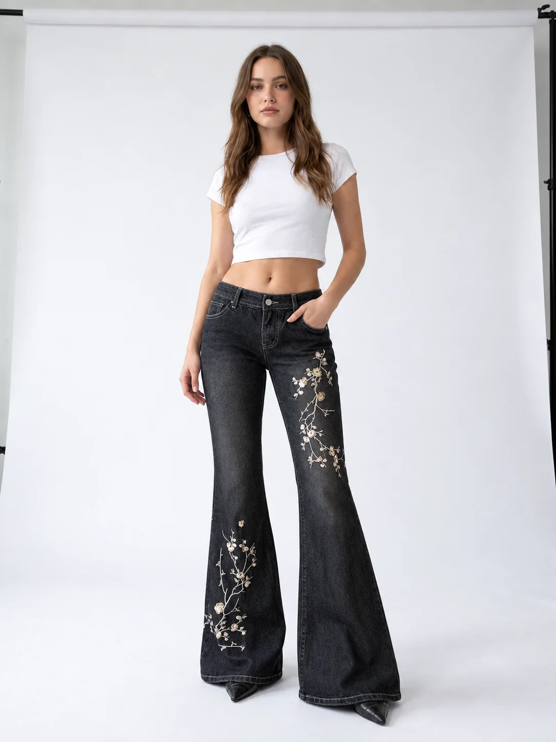 Onyx Blossom Flare Jeans