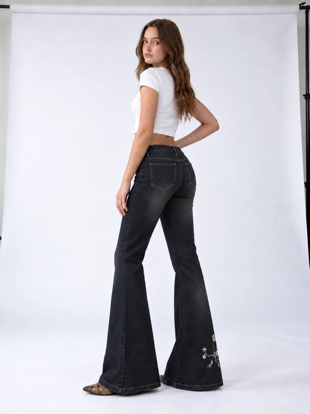 Onyx Blossom Flare Jeans