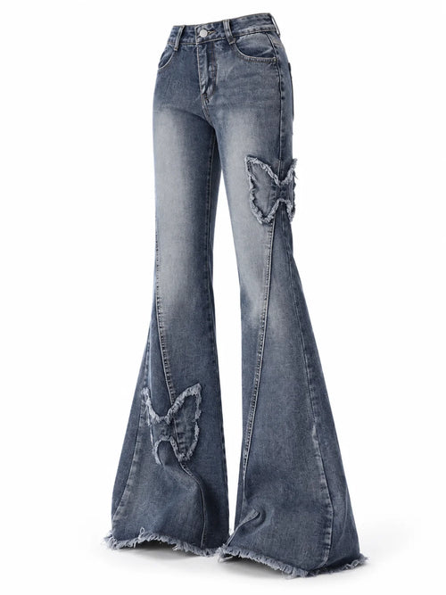 Butterfly Patch Flare Jeans