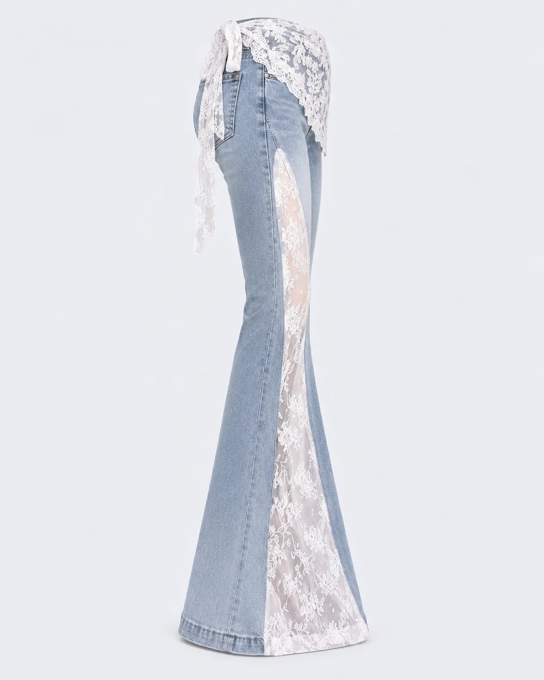 Lace Wrap Flare Jeans