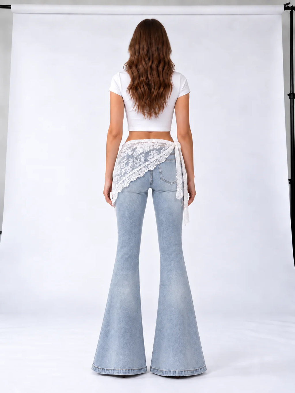 Lace Wrap Flare Jeans
